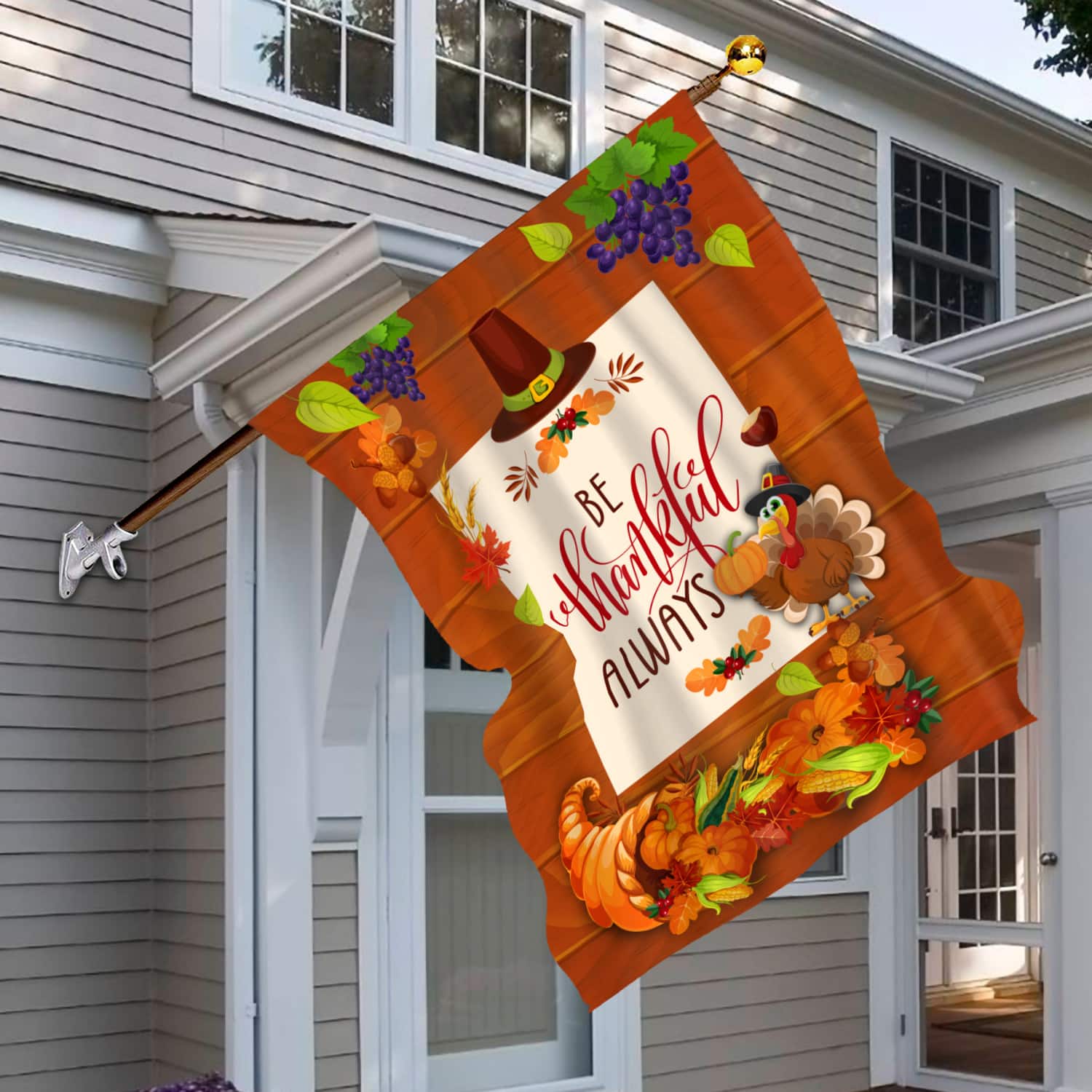 3MH. Be Thankful 30x40 House Flag Mockup 6