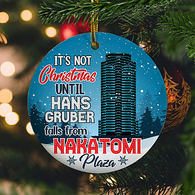 It's Not Christmas Until Hans Gruber Fall from Nakatomi Plaza Decorative Christmas Ornament - Circle Ornament