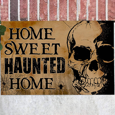 Home Sweet Haunted Home Funny Halloween Decoration Indoor Outdoor Decorative Doormat