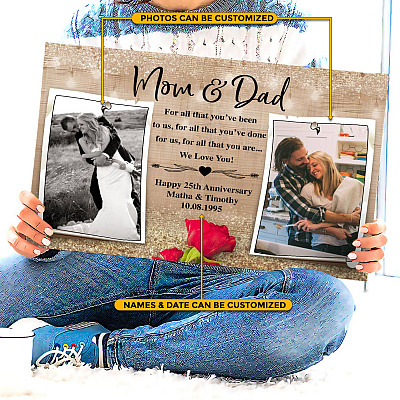 Alternative view of Personalized Photo Anniversary Gifts Mom and Dad for All that You've Been Framed Canvas - Unframed Poster