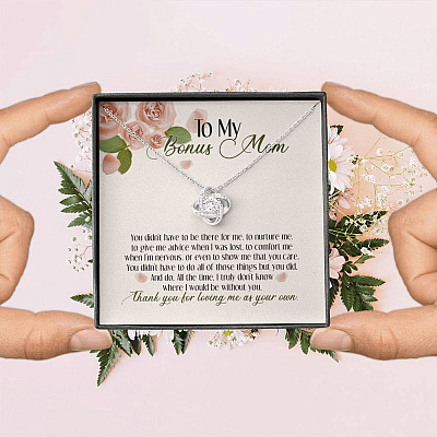To My Bonus Mom Thank You For Loving Me As Your Own Love Knot Necklace - Step Mom Stepmother Gifts