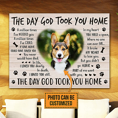 Personalized Photo the Day God Took You Home a Million Times Pet Memorial Wrapped Framed Canvas Prints - Unframed Poster