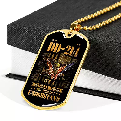 Proud US Army Soldiers Veteran Necklace - DD 214 It's A Veteran Thing You Wouldn't Understand Dog Tag Necklace