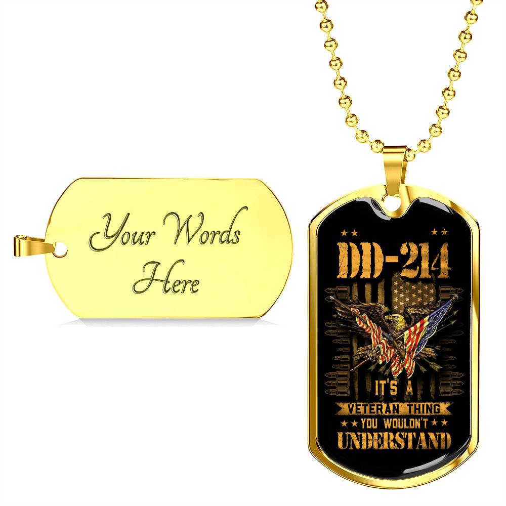 Proud US Army Soldiers Veteran Necklace - DD 214 It's A Veteran Thing You Wouldn't Understand Dog Tag Necklace