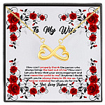 8UT. Red Rose To Wife Infinity Heart Necklace White (Gold)