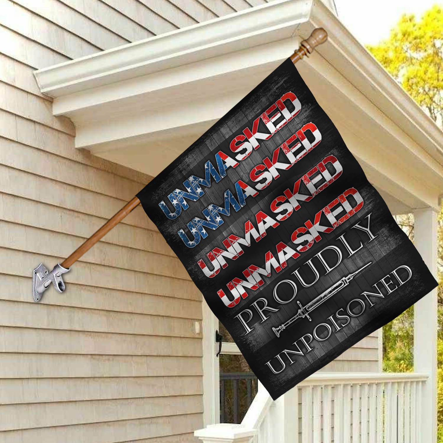 5KT. Unmasked Unmuzzled 30x40 House Flag Mockup 2