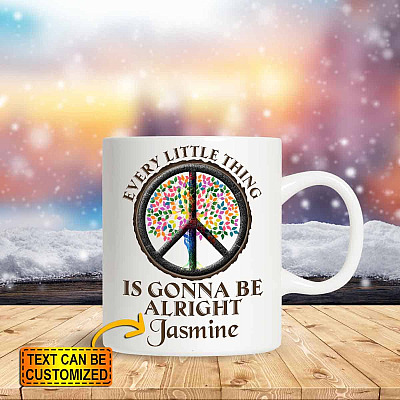 Alternative view of Personalized Name Every Little Thing Is Gonna Be Alright Hippie Ceramic Coffee Mug-Beer Stein-Water Bottle