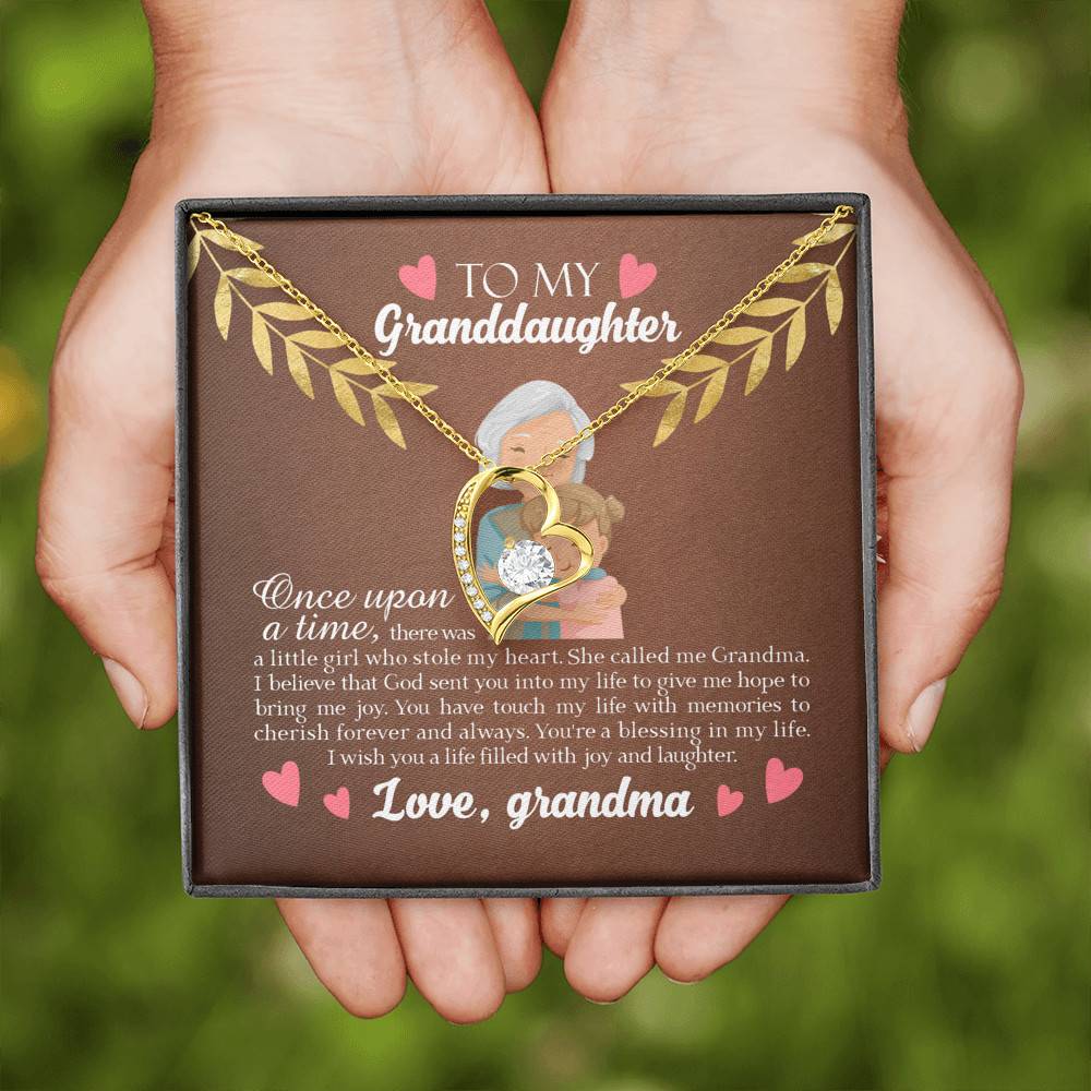 To My Granddaughter Once Upon A Time There Was A Little Girl Who Stole My Heart Forever Love Necklace
