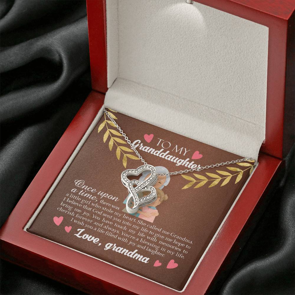 To My Granddaughter Once Upon A Time There Was A Little Girl Who Stole My Heart Double Hearts Necklace