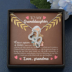 To My Granddaughter Once Upon A Time There Was A Little Girl Who Stole My Heart Double Hearts Necklace