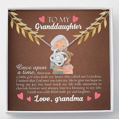 To My Granddaughter Once Upon A Time There Was A Little Girl Who Stole My Heart Love Knot Necklace - Love Knot Necklace