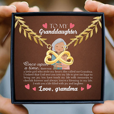 Alternative view of To My Granddaughter Once Upon A Time There Was A Little Girl Who Stole My Heart Infinity Heart Pendant Necklace
