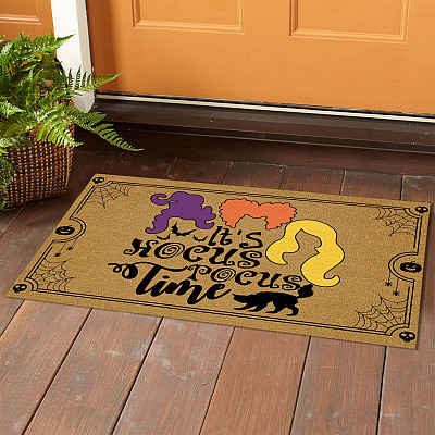 Alternative view of It's Hocus Pocus Time Sanderson Sisters Halloween Indoor Outdoor Decorative Doormat