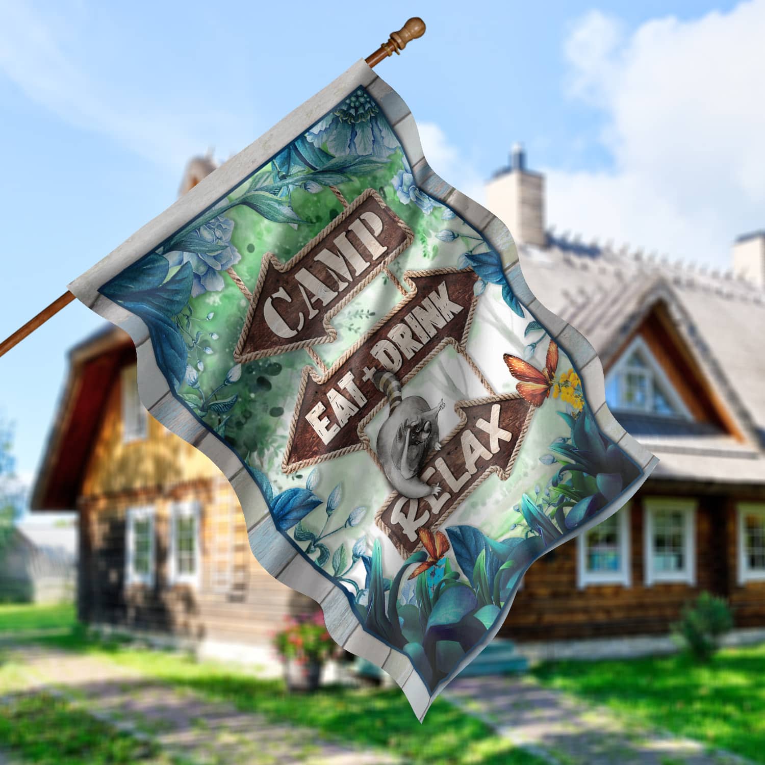 7KNG. Camp Relax House Flag Mockup 5