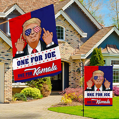 Alternative view of One For Joe One For Kamala Trump President American Flag - Biden Harris Garden Flag - Wall Flag