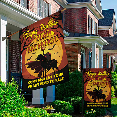 Alternative view of Sleepy Hollow Dead and Breakfast Come and Lay Your Weary Head to Rest Garden Flag - Halloween Flag