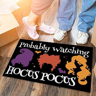 Probably Watching Hocus Pocus Halloween Indoor Doormat - Sanderson Sisters Outdoor Door Mat