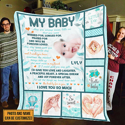 Alternative view of Custom Photo Baby Blanket I Love You So Much Fleece Blanket - Sherpa Blanket - Woven Blanket