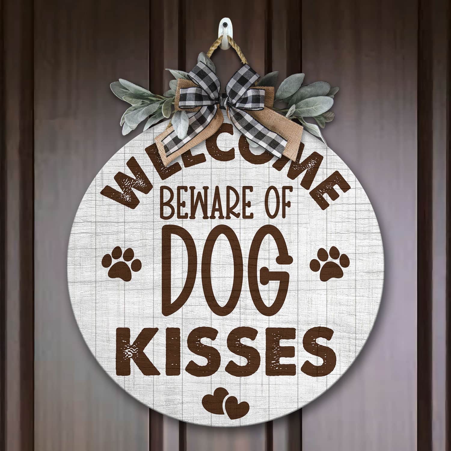 3MH. Dog Kisses Sign Door Sign Mockup 7