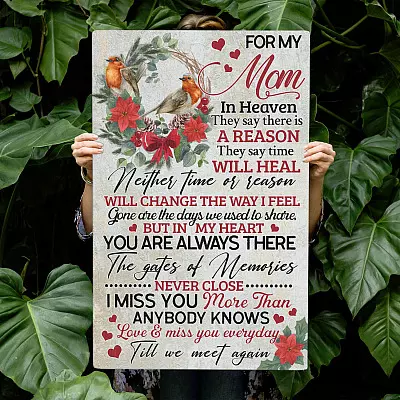 For My Mom In Heaven Love And Miss You Everyday Till We Meet Again Canvas - Wall Art - Poster