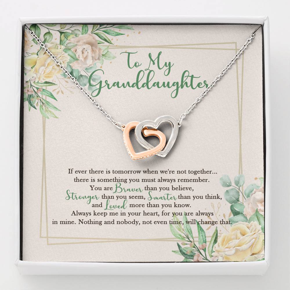 To My Granddaughter From Grandma Grandpa Grandparents Always In Mine Interlocking Hearts Pendant Necklace - Interlocking Hearts Necklace