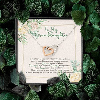 To My Granddaughter From Grandma Grandpa Grandparents Always In Mine Interlocking Hearts Pendant Necklace