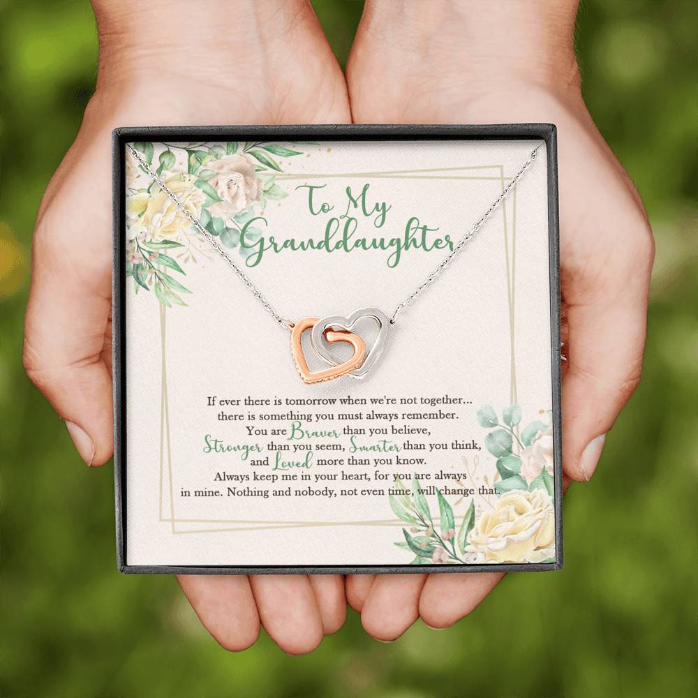 To My Granddaughter From Grandma Grandpa Grandparents Always In Mine Interlocking Hearts Pendant Necklace