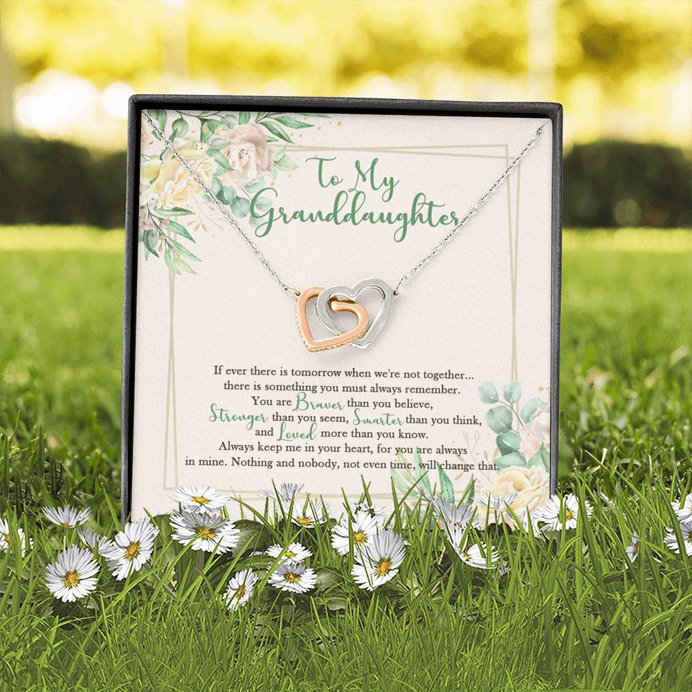To My Granddaughter From Grandma Grandpa Grandparents Always In Mine Interlocking Hearts Pendant Necklace