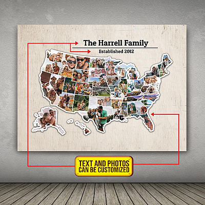 Alternative view of Personalized Photo Family Travel Map Gallery Wrapped Framed Canvas Prints - Unframed Poster - Home Decor Wall Art