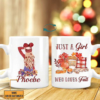 Personalized Autumn Mug Just a Girl Who Loves Fall Coffee Mug - Water Bottle - Color Changing Mug