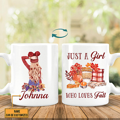 Alternative view of Personalized Autumn Mug Just a Girl Who Loves Fall Coffee Mug - Water Bottle - Color Changing Mug