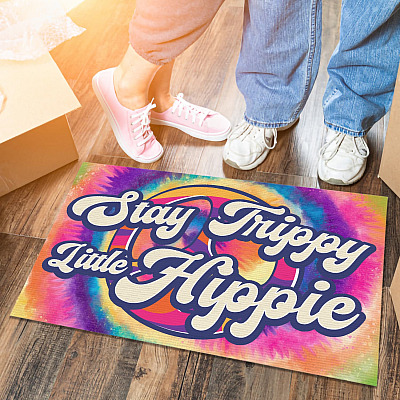 Alternative view of Stay Trippie Little Hippie Peace Sign Doormat - Funny Hippie Indoor Outdoor Doormat