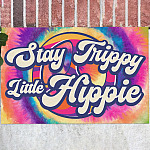 Stay Trippie Little Hippie Peace Sign Doormat - Funny Hippie Indoor Outdoor Doormat