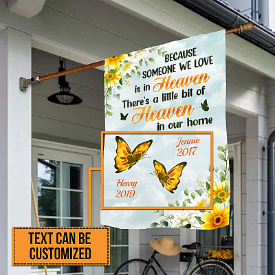 Personalized Name Because Someone We Love Is In Heaven Outdoor Decorative Garden Flag - House Flag