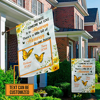 Alternative view of Personalized Name Because Someone We Love Is In Heaven Outdoor Decorative Garden Flag - House Flag