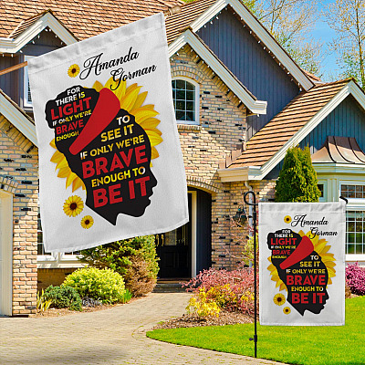 Alternative view of For There Is Always Light If Only We're Brave Enough To See It Garden Flag - Amanda Gorman House Flag