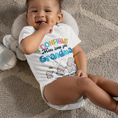 Alternative view of Elephant I Confirm Mom Loves You Grandma I Recently Saw Her Heart from Inside Baby Onesie - Baby Infant Bodysuit