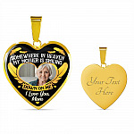 Personalized Photo Somewhere In Heaven My Mother Is Smiling Heart Pendant Necklace - Memorial Mom Custom Photo Necklace