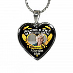 Personalized Photo Somewhere In Heaven My Mother Is Smiling Heart Pendant Necklace - Memorial Mom Custom Photo Necklace