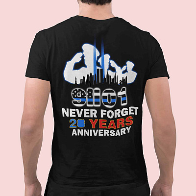 Alternative view of 91101 Never Forget 20 Years Anniversary Print On Back Only - Plain Front T-Shirt