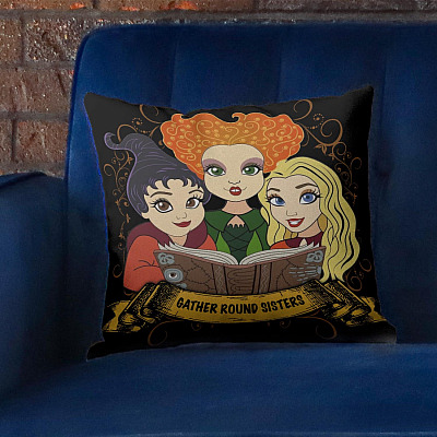 Gather Round Sisters Hocus Pocus Throw Pillow - Decorative Pillow - Indoor Outdoor Cushion