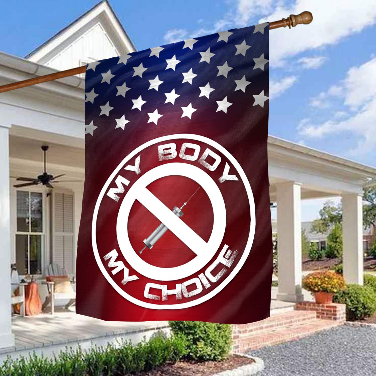 9NH. My Body House Flag Mockup 3