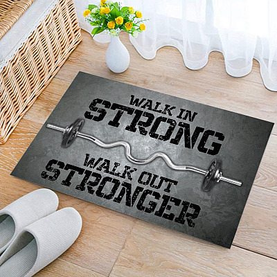 Alternative view of Walk In Strong Walk Out Stronger Indoor Outdoor Decorative Doormat - Funny Gym Room Welcome Doormat