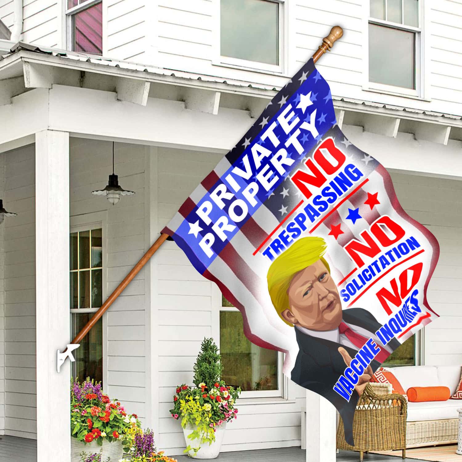 4UT. Trump No Vaccine_30x40_Side 1 House Flag Mockup 7