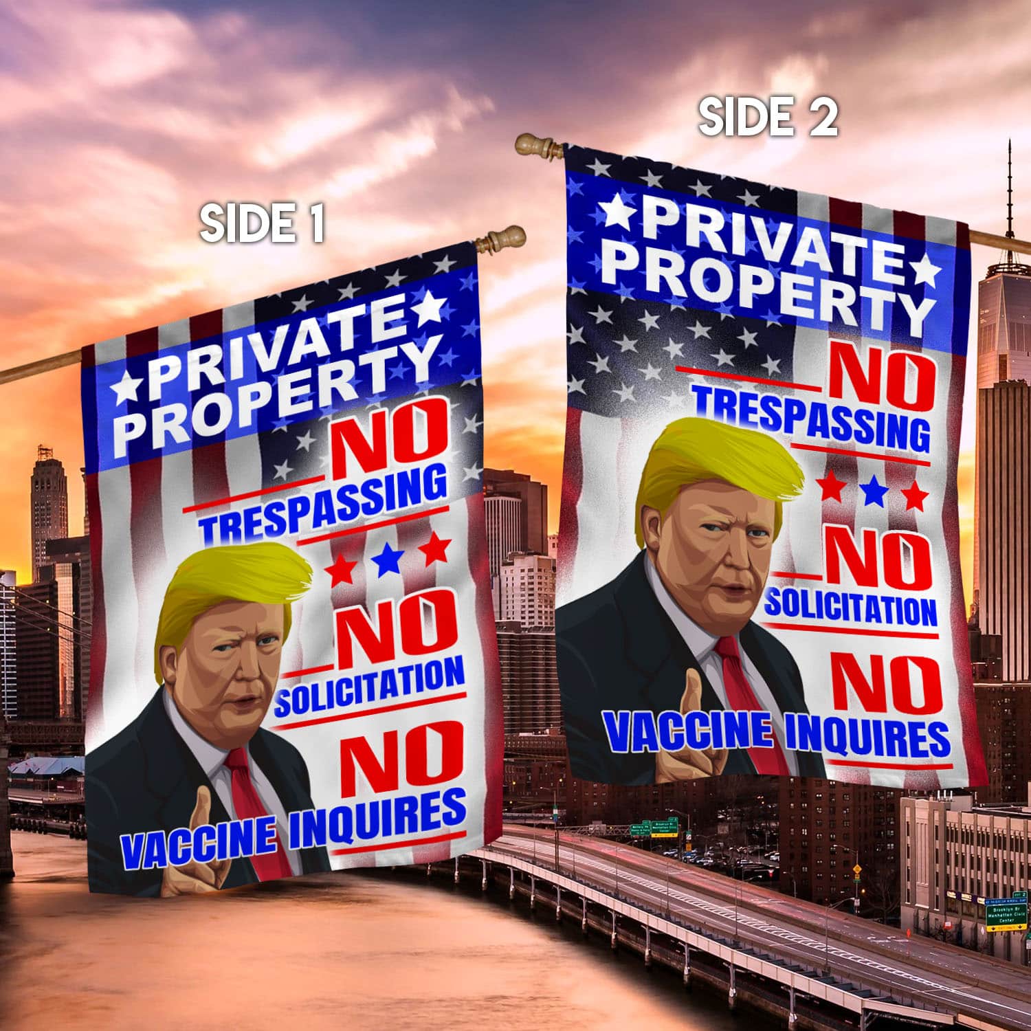 4UT. Trump No Vaccine_30x40_Side 1 House Flag Mockup 2 Side-2