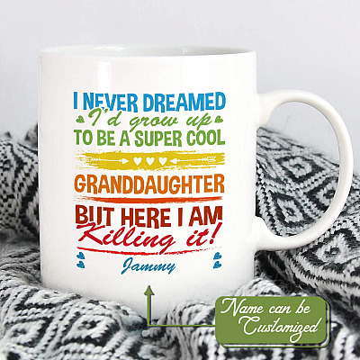 Alternative view of Personalized Name I Never Dreamed I'd Grow Up To Be A Super Cool Granddaughter Ceramic Coffee Mug - Water Bottle