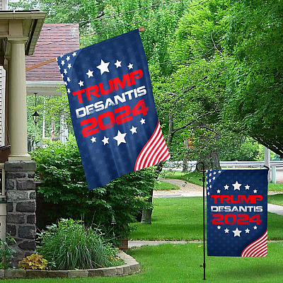 Alternative view of Trump Desantis 2024 Garden Flag - House Flag - Donald Trump Ron Desanstis Flag