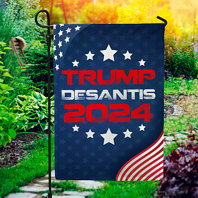 Trump Desantis 2024 Garden Flag - House Flag - Donald Trump Ron Desanstis Flag