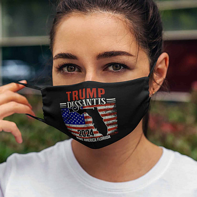 Trump Desantis 2024 Flag Make America Florida Washable Reusable Custom Printed Cloth Face Mask Cover