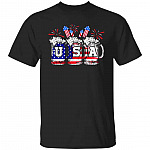 Beer American Flag T-Shirt, Black, Unisex T-Shirt